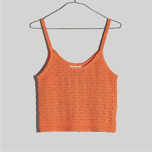 Madewell Tops - Madewell Open Stitch Orange Knit Women's Tank Top EUC Small